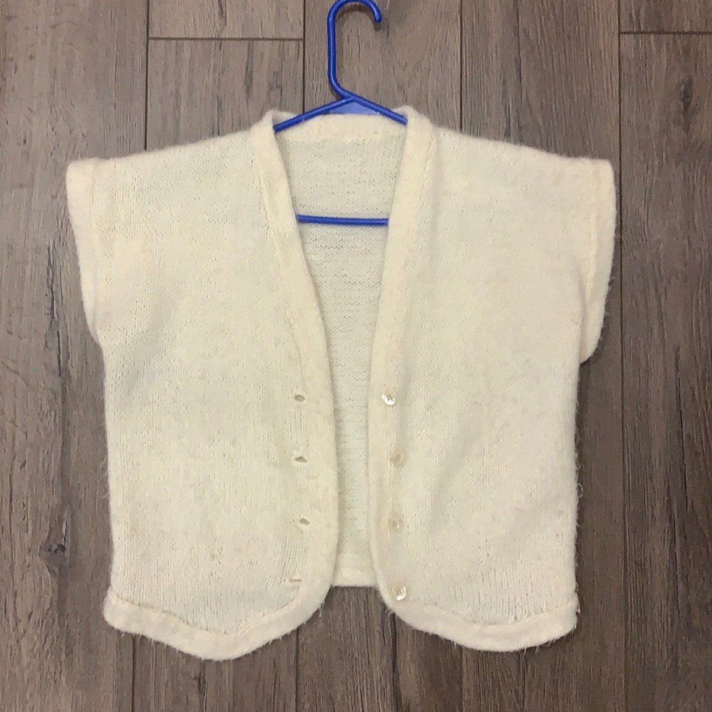 Vintage white knit button up cardigan